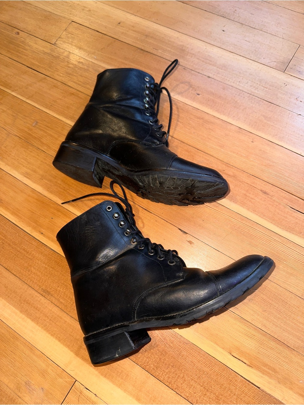 ⭐️ Rinaldi Sz 7 Black Leather Lace-Up Boots made in Brazil